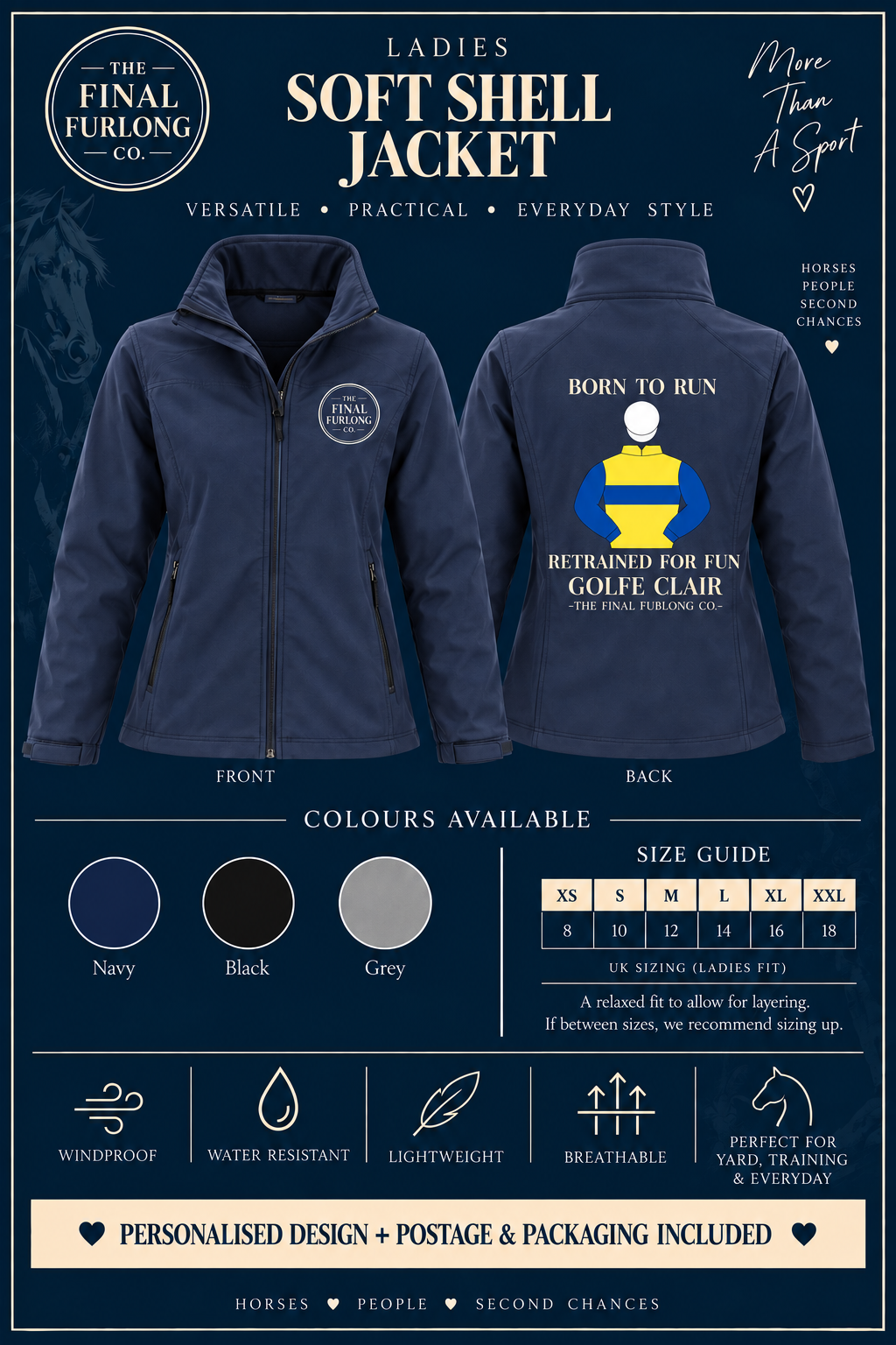 Personalised Ex-Racehorse Ladies Soft Shell Jacket