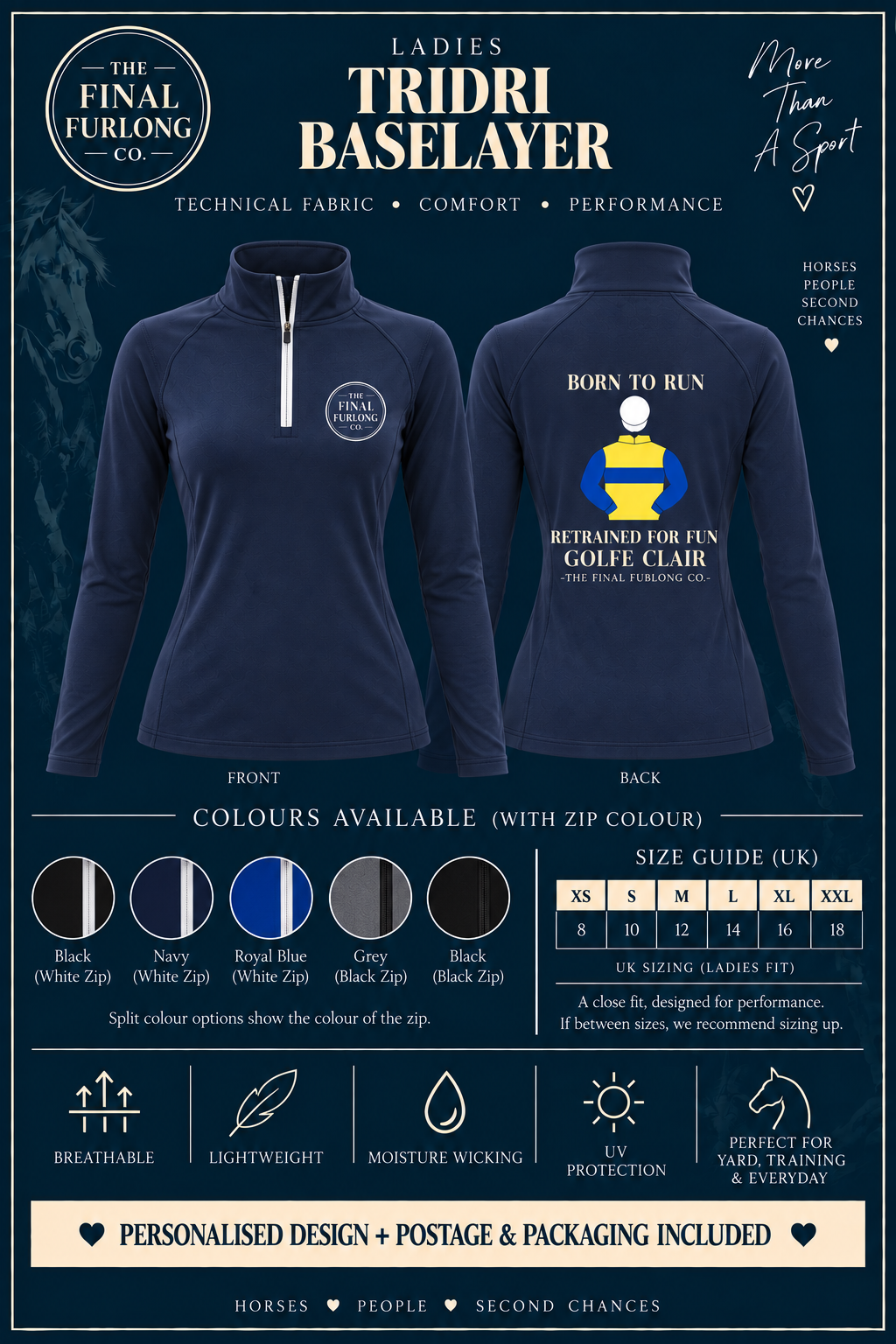 Personalised Ex-Racehorse Ladies TriDri Baselayer
